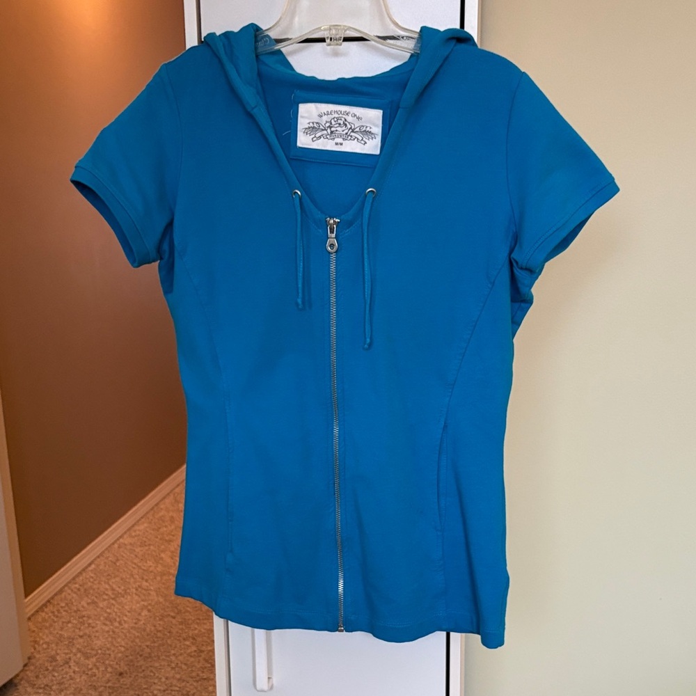 Blue Short Sleeve Hoodie